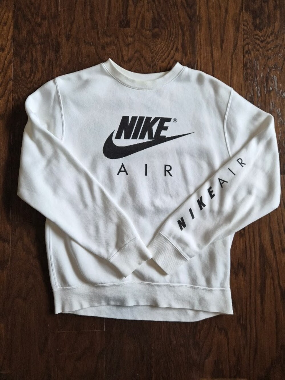 Nike Air Crewneck Sweatshirt Mens Medium White Black Sleeve Logo CT3275-100